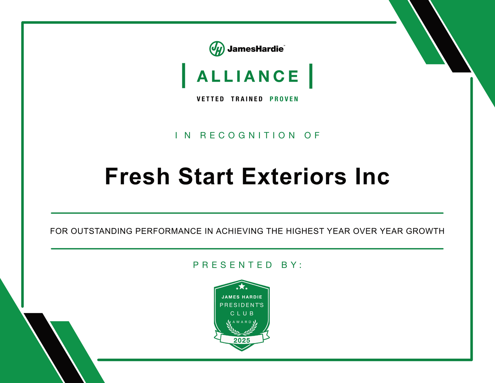 James Hardie 2025 President's Club Award